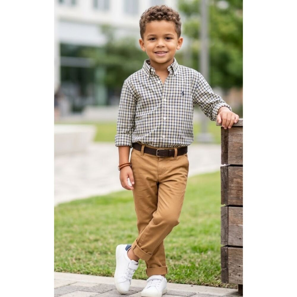 Ralph Lauren Polo Plaid Button Down Long Sleeve Shirt Toddler Boy's Size 4T